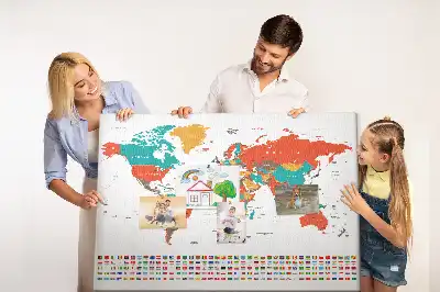Memobord van kurk Kleurrijke wereldkaart