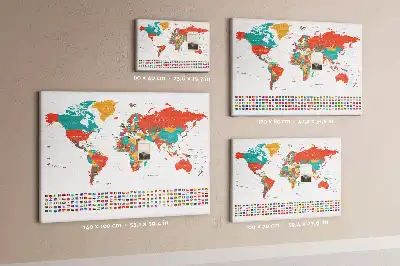 Memobord van kurk Kleurrijke wereldkaart