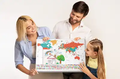 Memobord van kurk Kleurrijke wereldkaart