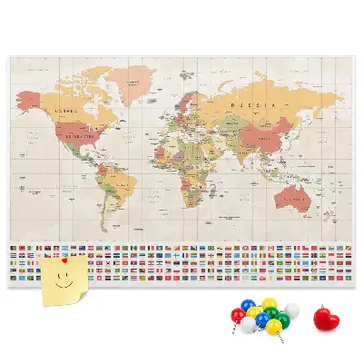 Kurken memobord met wereldkaart ontwerp