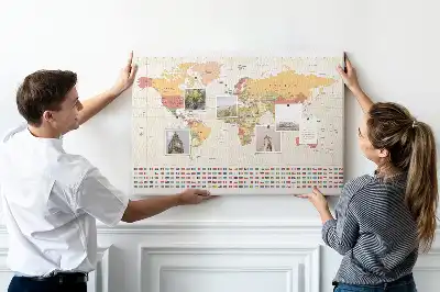 Memobord van kurk Ontwerp van een wereldkaart