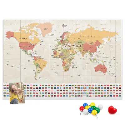 Memobord van kurk Ontwerp van een wereldkaart