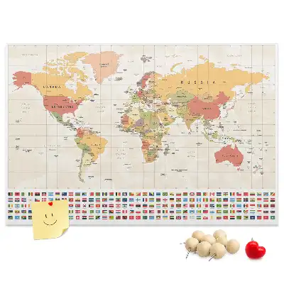 Memobord van kurk Ontwerp van een wereldkaart