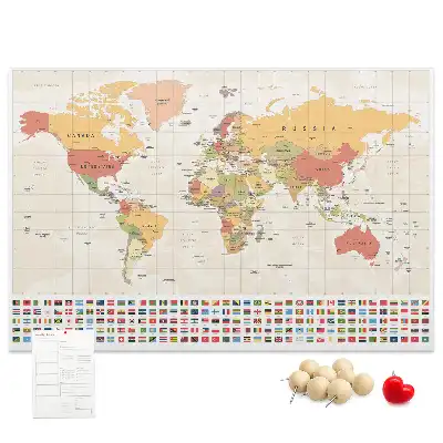 Memobord van kurk Ontwerp van een wereldkaart