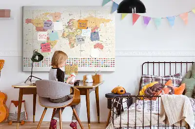 Memobord van kurk Ontwerp van een wereldkaart
