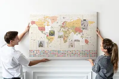 Memobord van kurk Ontwerp van een wereldkaart