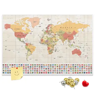 Memobord van kurk Ontwerp van een wereldkaart