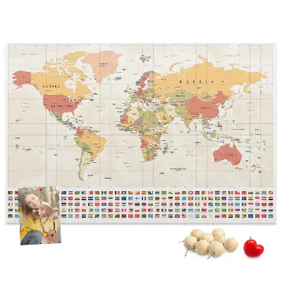 Memobord van kurk Ontwerp van een wereldkaart