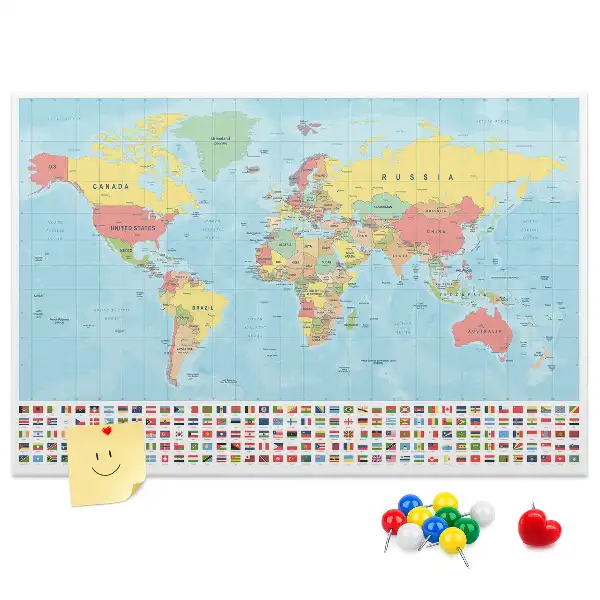 Kurk prikbord Geografie wereldkaart