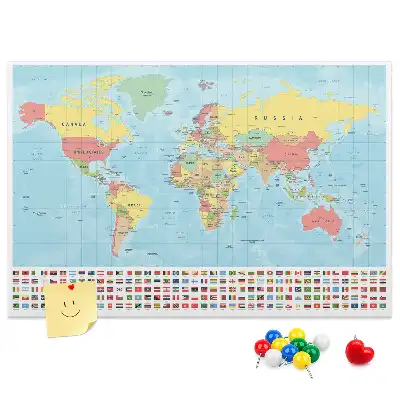 Kurken prikbord wereldkaart