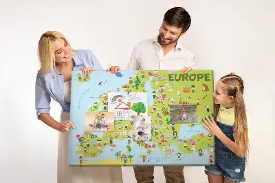 Memobord van kurk Wereldkaart met vlaggen