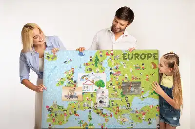 Memobord van kurk Wereldkaart met vlaggen
