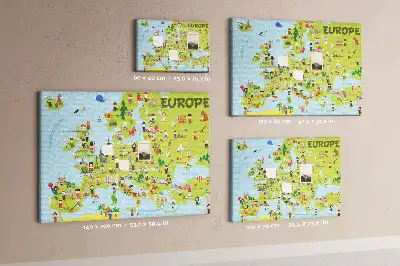 Memobord van kurk Wereldkaart met vlaggen