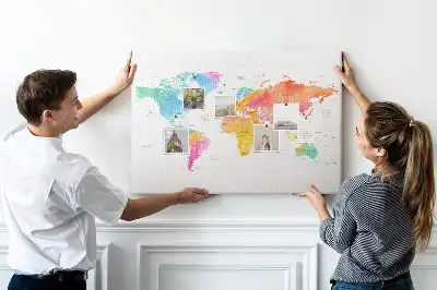 Memobord van kurk Aquarel wereldkaart