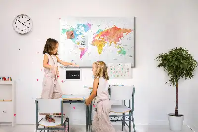 Memobord van kurk Aquarel wereldkaart