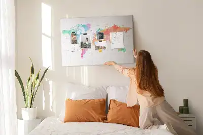 Memobord van kurk Aquarel wereldkaart