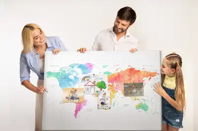 Memobord van kurk Aquarel wereldkaart