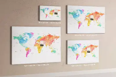 Memobord van kurk Aquarel wereldkaart