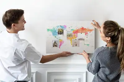 Memobord van kurk Aquarel wereldkaart