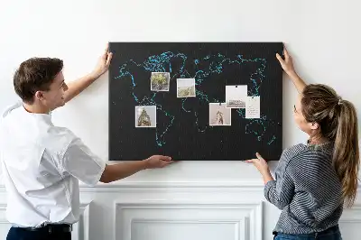 Kurk prikbord Contouren van de wereldkaart