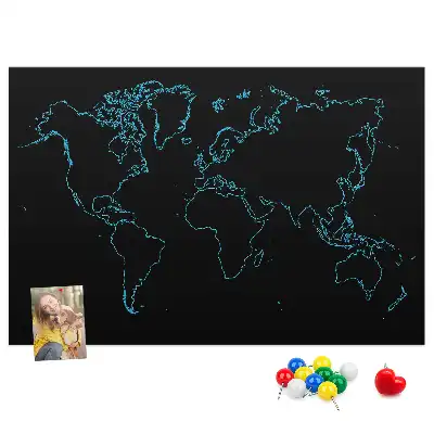 Kurk prikbord Contouren van de wereldkaart