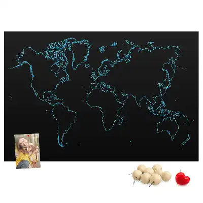 Kurk prikbord Contouren van de wereldkaart