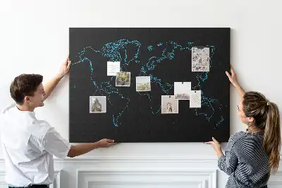 Kurk prikbord Contouren van de wereldkaart
