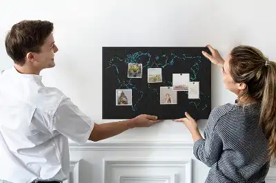 Kurk prikbord Contouren van de wereldkaart