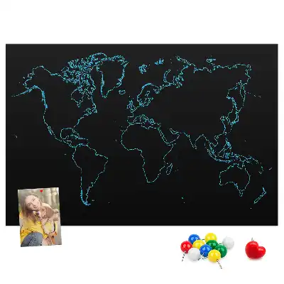 Kurk prikbord Contouren van de wereldkaart