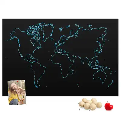 Kurk prikbord Contouren van de wereldkaart