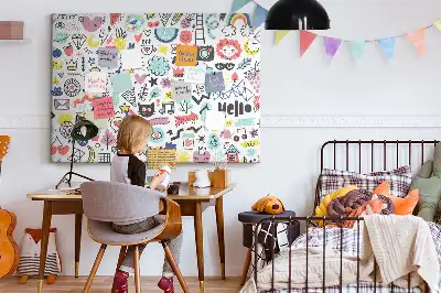 Memobord van kurk Geschetste contouren van figuren