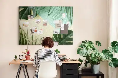 Memobord van kurk Monstera bladeren