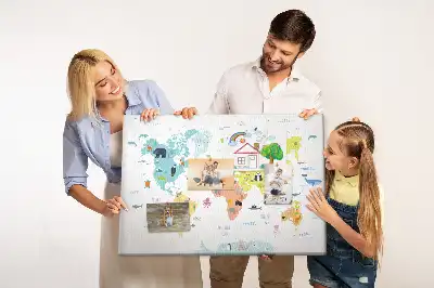 Memobord van kurk Dieren op de continenten
