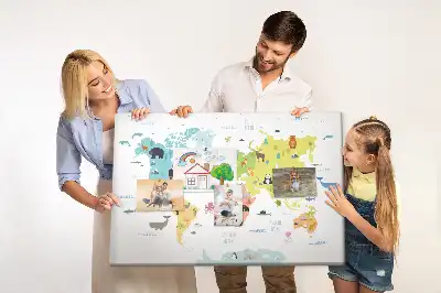 Memobord van kurk Dieren op de continenten