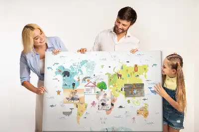 Memobord van kurk Dieren op de continenten