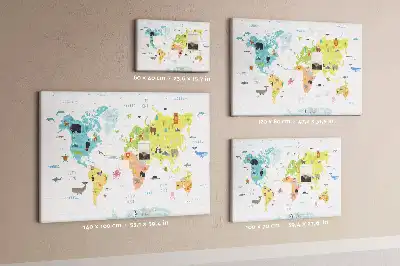 Memobord van kurk Dieren op de continenten