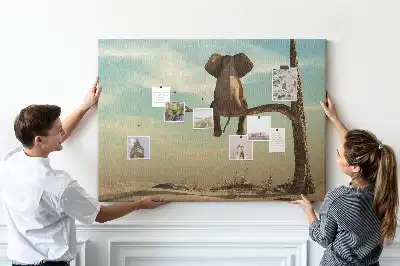 Kurk prikbord Olifant in een boom