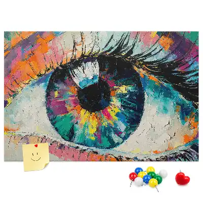 Memobord van kurk in de vorm van een menselijk oog