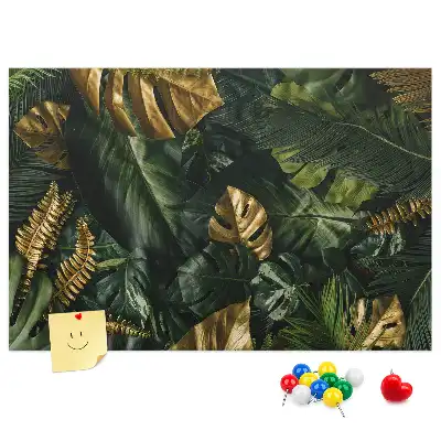 Memobord van kurk met jungle bladeren motief
