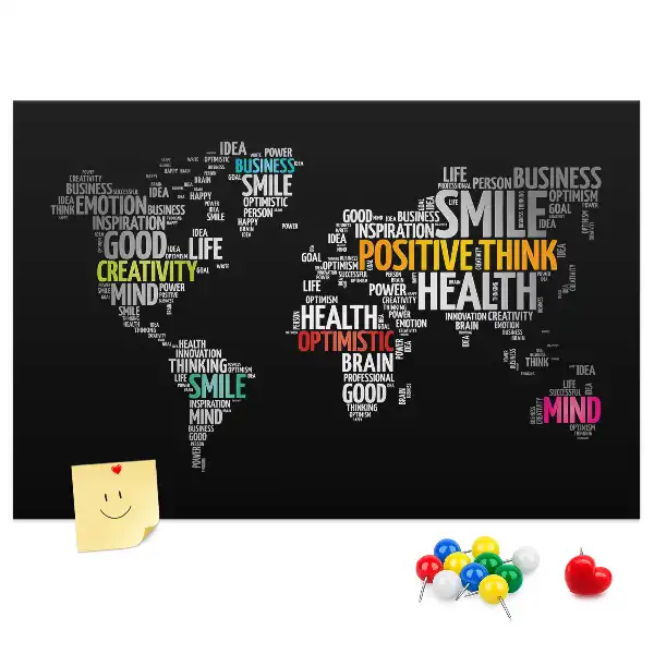 Memobord van kurk Positieve wereldkaart