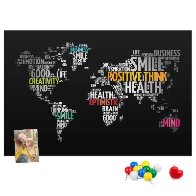 Memobord van kurk Positieve wereldkaart