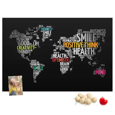 Memobord van kurk Positieve wereldkaart