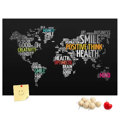 Memobord van kurk Positieve wereldkaart
