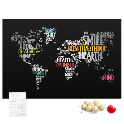Memobord van kurk Positieve wereldkaart