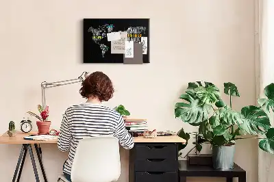 Memobord van kurk Positieve wereldkaart