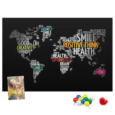 Memobord van kurk Positieve wereldkaart