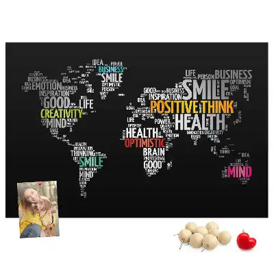 Memobord van kurk Positieve wereldkaart