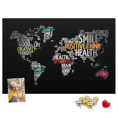 Memobord van kurk Positieve wereldkaart