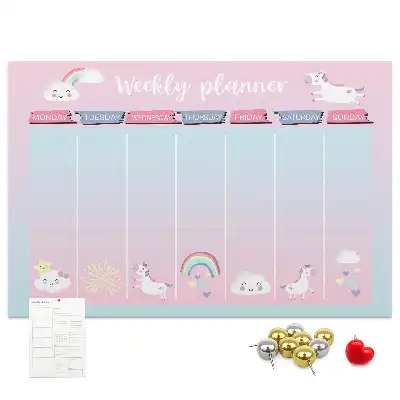 Kurk prikbord Weekplanner eenhoorns