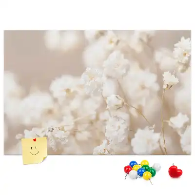 Memobord van kurk Kleine witte bloemen